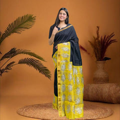 Cherriscope Black Maheshwari Silk Saree