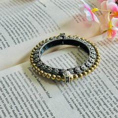 Buy Traditional Golden Silver Flower Design Bangle