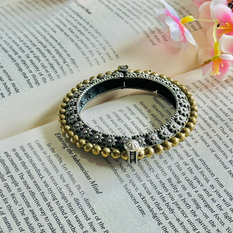Buy Traditional Golden Silver Flower Design Bangle
