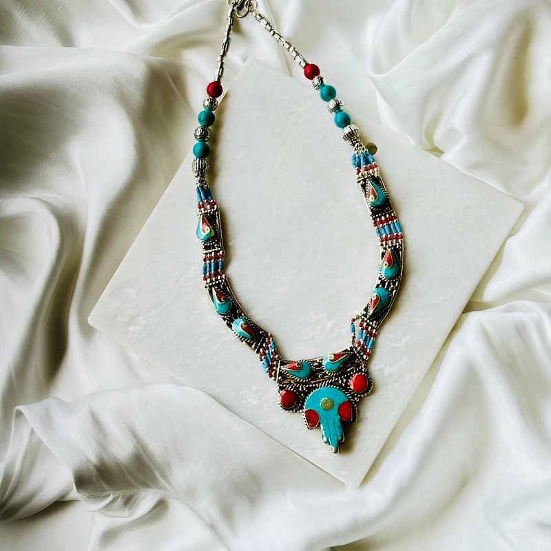 Coral Bead Nepal Tibetan Necklace