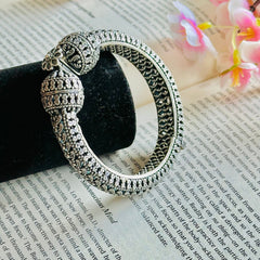 Floral Motif Silver Openable Kada Bracelet