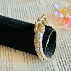 Golden Silver Peacock Design Openable Bangle