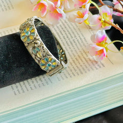 Green Silver-Plated Cuff Bracelet 