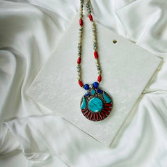 Coral Turquoise Tibetan Pendant | Cherriscope