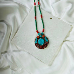 Coral Turquoise Tibetan Pendant | Cherriscope