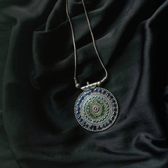 Fancy Multi-Color Oxidized Silver Pendant - By Cherriscope
