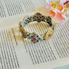 Multi-Color Silver Brass Bangle