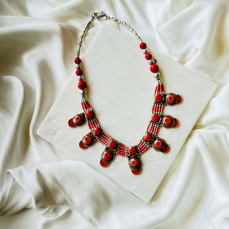 Red Coral Handmade Nepali Necklace