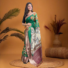 Cherriscope Shade of Green Dola Silk Saree