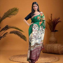 Cherriscope Shade of Green Dola Silk Saree