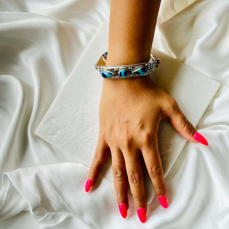 Tibetan Style Blue Stone Turquoise Bracelet 