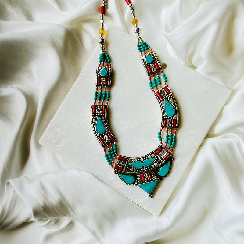 coral Bead Tibetan Necklace