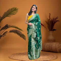 Cherriscope Green Dola Silk Saree