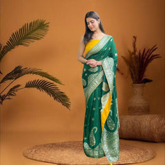 Cherriscope Green Dola Silk Saree